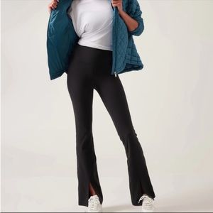 Athleta high rise elation split flare black petite pants